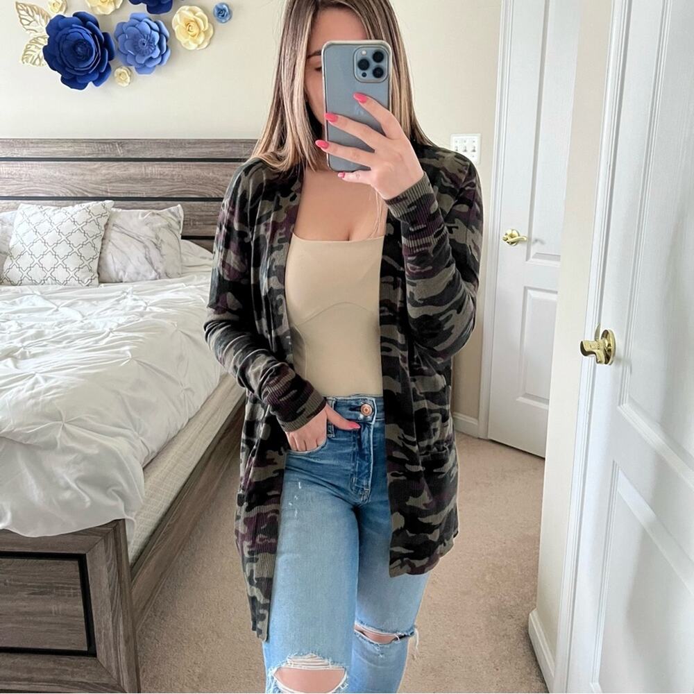 Sanctuary Camouflage Open Front Cardigan with Pockets XS/S